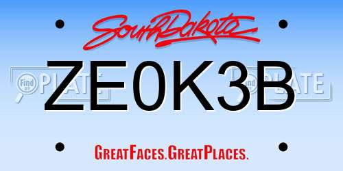 ZE0K3B South Dakota License Plate