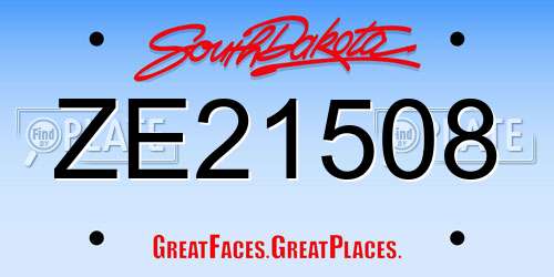 ZE21508 South Dakota License Plate