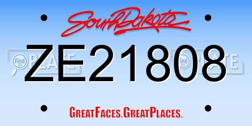 ZE21808 South Dakota License Plate