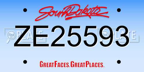 ZE25593 South Dakota License Plate