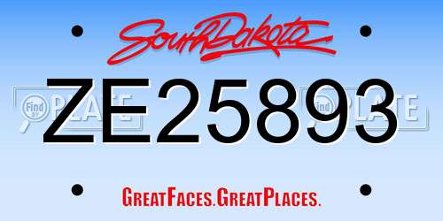 ZE25893 South Dakota License Plate