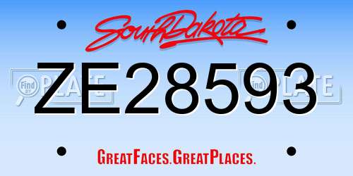 ZE28593 South Dakota License Plate