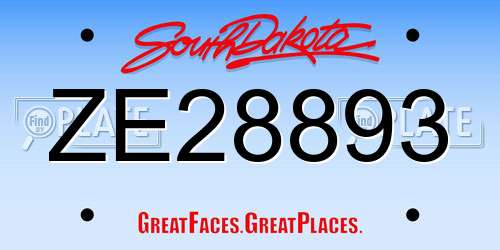 ZE28893 South Dakota License Plate
