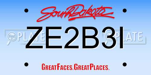ZE2B3I South Dakota License Plate