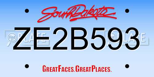 ZE2B593 South Dakota License Plate