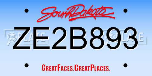 ZE2B893 South Dakota License Plate