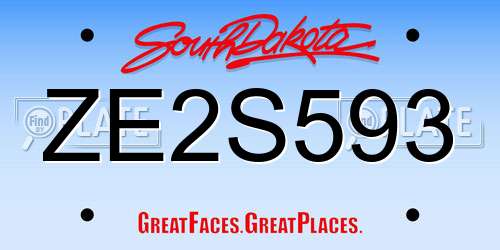 ZE2S593 South Dakota License Plate
