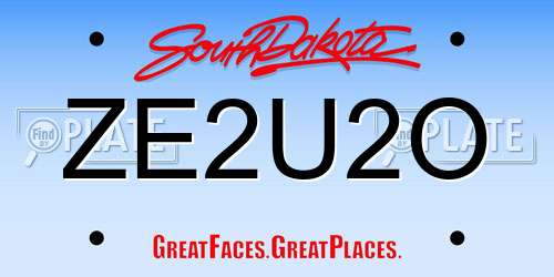 ZE2U2O South Dakota License Plate