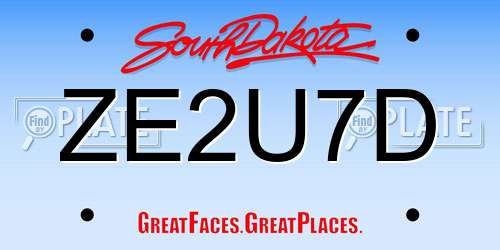 ZE2U7D South Dakota License Plate