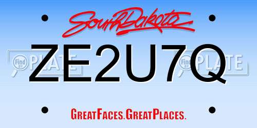 ZE2U7Q South Dakota License Plate