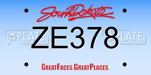 ZE378 South Dakota License Plate