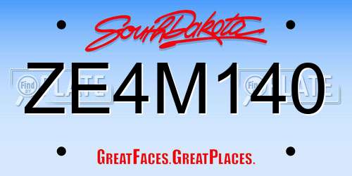 ZE4M140 South Dakota License Plate