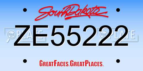 ZE55222 South Dakota License Plate