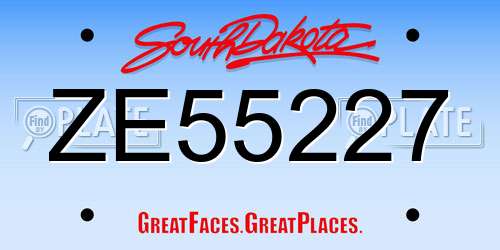 ZE55227 South Dakota License Plate