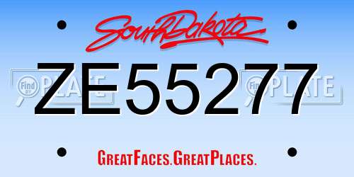 ZE55277 South Dakota License Plate
