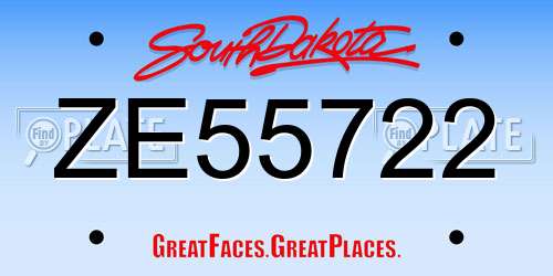 ZE55722 South Dakota License Plate