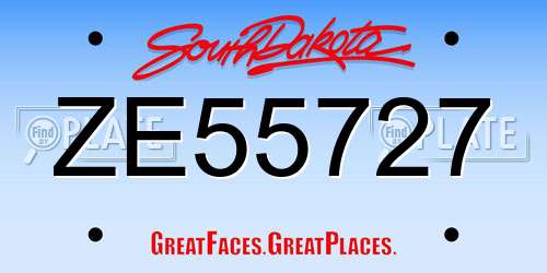 ZE55727 South Dakota License Plate