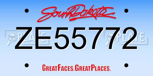 ZE55772 South Dakota License Plate