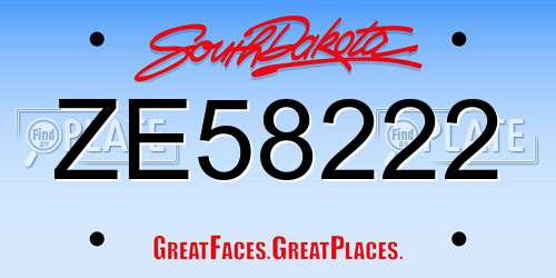 ZE58222 South Dakota License Plate