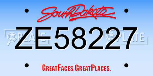 ZE58227 South Dakota License Plate