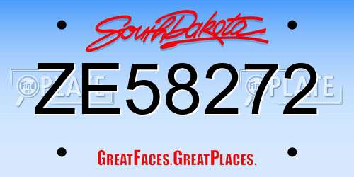 ZE58272 South Dakota License Plate