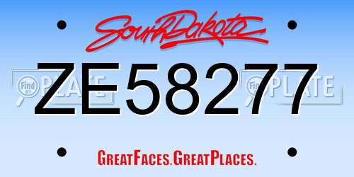ZE58277 South Dakota License Plate