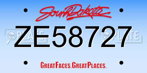 ZE58727 South Dakota License Plate