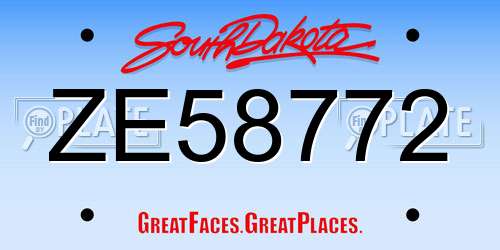ZE58772 South Dakota License Plate