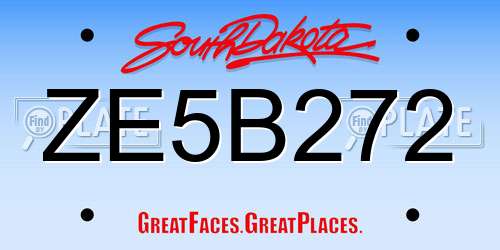 ZE5B272 South Dakota License Plate