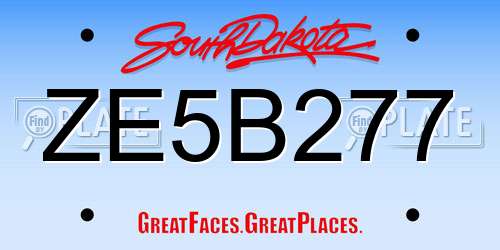 ZE5B277 South Dakota License Plate