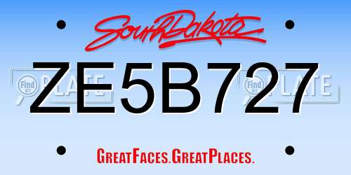 ZE5B727 South Dakota License Plate