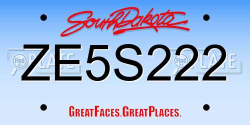 ZE5S222 South Dakota License Plate