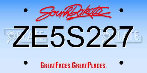 ZE5S227 South Dakota License Plate