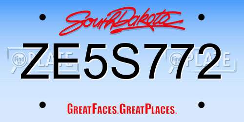 ZE5S772 South Dakota License Plate