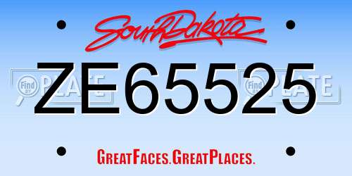 ZE65525 South Dakota License Plate