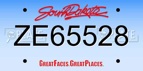 ZE65528 South Dakota License Plate