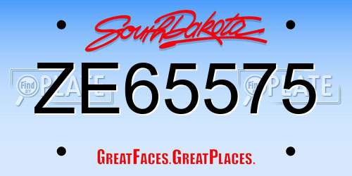 ZE65575 South Dakota License Plate