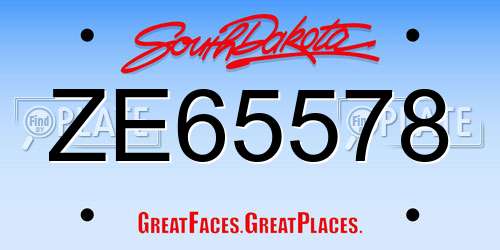 ZE65578 South Dakota License Plate