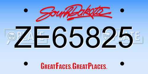 ZE65825 South Dakota License Plate