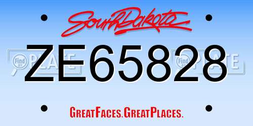 ZE65828 South Dakota License Plate