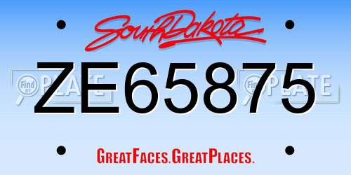 ZE65875 South Dakota License Plate