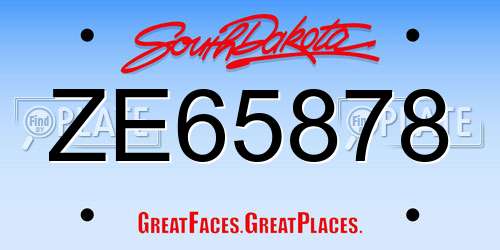 ZE65878 South Dakota License Plate