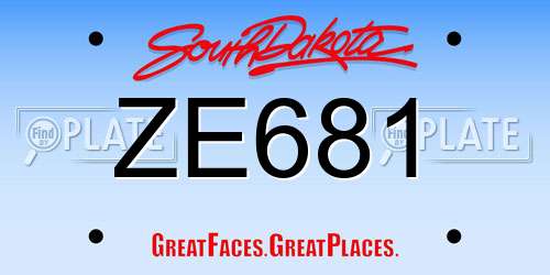 ZE681 South Dakota License Plate