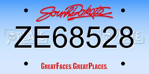 ZE68528 South Dakota License Plate