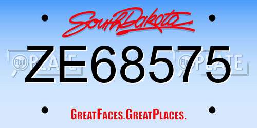 ZE68575 South Dakota License Plate
