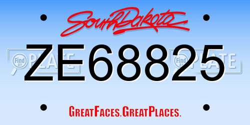 ZE68825 South Dakota License Plate