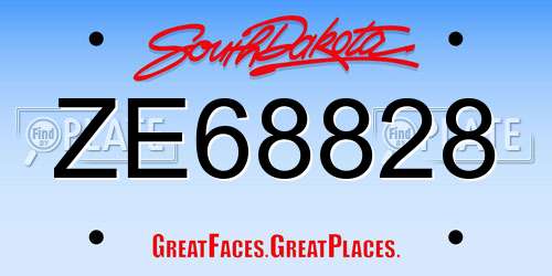 ZE68828 South Dakota License Plate