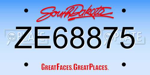 ZE68875 South Dakota License Plate