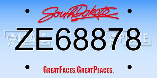 ZE68878 South Dakota License Plate