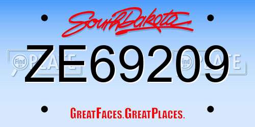 ZE69209 South Dakota License Plate